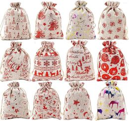 Gift Wrap Christmas Burlap Bags With Drawstring Favour Jewellery Candy Pouches Sacks Storage Bag For Wedding