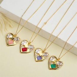 Pendant Necklaces Shiny Crystal Zircon Pink Love Collarbone Necklace For Women Delicate Sweet Cool Jewellery Gift Teens