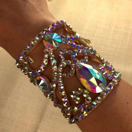 Link Bracelets Stonefans Colourful Crystal Belly Dance Bracelet Bangle Hand Accessories Performance Show Geometric Rhinestone