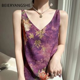 Womens Shirt Summer Outwear Fashion Flower V-Neck Satin Office Black Womens Elegant Silk Strap Tank Top Womens Sexy Top 240328