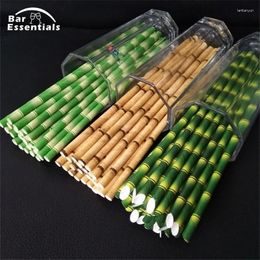 Drinking Straws 100pcs 19.7cm Paper Straw Reusable Bamboo Tubes Party Supplies Decoration Cocktail Accessory