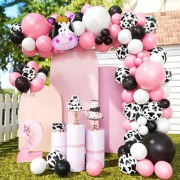 144Pcs Cow Garland Arch Kit Cow Printed Balloons Farm Theme Party for Birthday Party Decor Supplies 240322