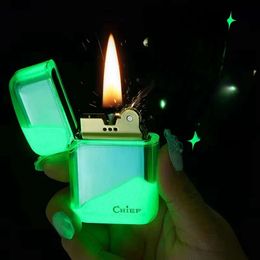 CHIEF Luminous Quicksand Windproof Kerosene Lighter Classic Grinding Wheel Ignite Brilliant Colours Cigarette Accessories Gadgets