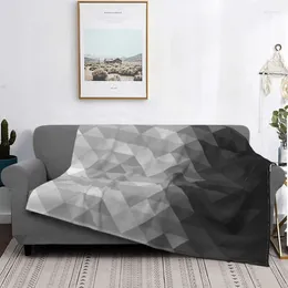 Blankets Gradient Colorful Blanket Fleece Grayscale Triangle Geometric Squares Pattern M Throw For Car Couch Plush Thin Quilt