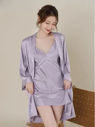 Home Clothing Sling Nightgown Women's Five-Piece Set Solid Colour Lace Floral Exquisite Sexy V-neck Simple Wearable Gift Box Spring And