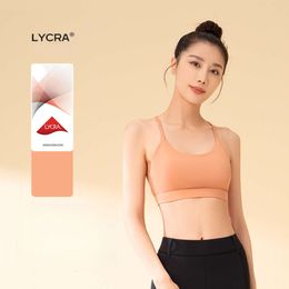 New Single Shoulder Lycra Hanging Neck Integrated Fitness Yoga Beauty Back Strap Sports Bra for Women