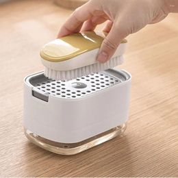 Liquid Soap Dispenser Portable Double Layer Pump 2 In1 ABS Sponge Holder Press Countertop Dishwashing Container Kitchen Tool