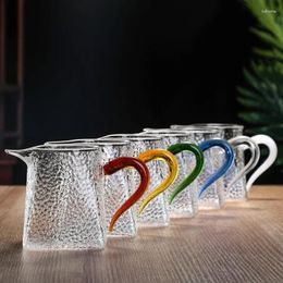 Hip Flasks Heat-Resisting Glass Tea Pitcher Creative Square Bottom Teacup Milk Coffee Pot Water Jug Hammer Teture Container Tanks