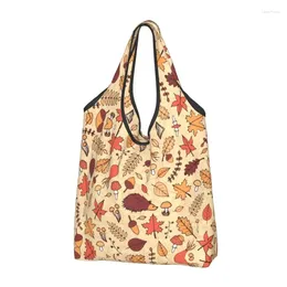 Storage Bags Custom Cute Fall Hedgehog Shopping Bag Women Portable Large Capacity Groceries Animal Tote Shopper