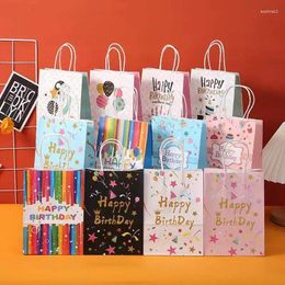 Gift Wrap 4PCS Happy Birthday Paper Bag With Handle Candy Cookie Cloth Surprise For Friend Children Kids Packaging Bags