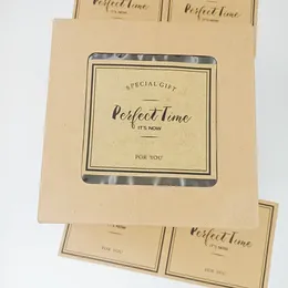 Party Decoration Large Size Kraft Paper Stickers Handmade Vintage "Perfect Time" Rectangle Gift Packaging Seal Sticker Small Buisness 10x9cm