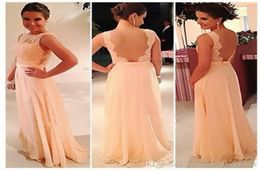 High Quality Open Back 2019 Chiffon Lace Backless Long Peach Colour Bridesmaid Dress Party Dress Prom Big Discount6637770