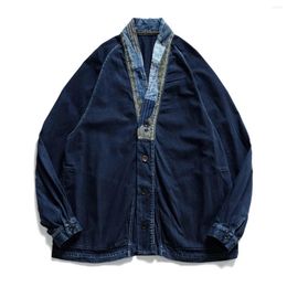 Men's Jackets 24SS KAPITAL Hirata Hiroshi Japanese Batik Patchwork Distressed Washed Loose Long Sleeved Daopao Jacket