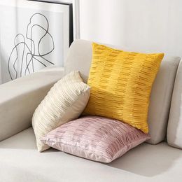 Pillow Velvet Crimped Throw Pillowcase 45x45cm Art Solid Colour Covers For Living Room Sofa Home Decoration
