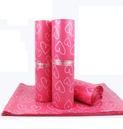 2842cm Pink Heart pattern Plastic Post Mail Bags Poly Mailer Self Sealing Mailer Packaging Envelope Courier express bag LZ07367458989