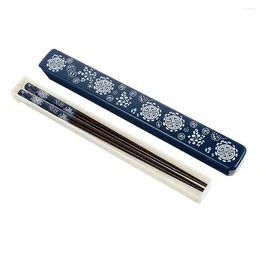 Kitchen Storage Portable Chopstick Box Set Delicate Food Japanese Style Chopsticks Reusable Flatware Wood Abs Dinner Supplies