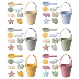 8pcs Baby Beach Toys Cute Silicone Summer Kids Beach Set Shovel Bucket Molds for Outdoor Travel Beach240327