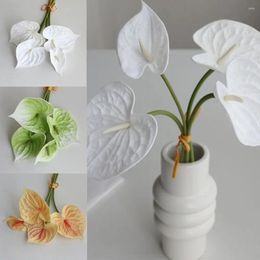 Decorative Flowers 4pcs Handmade Anthurium Bouquet Floral Art Flexible Real Touch Artificial El