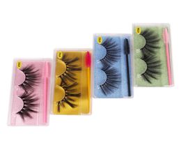 25mm False Eyelashes With Brush Faux 3d Mink Eyelash Natural Cross Lashes Extension Curling Messy Soft Light Weight Lash Makeup To8924142