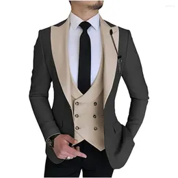 Men's Suits Arrival Business Formal Men Double Breasted Vest Groom Wedding Tuxedo Prom Party Terno Masculino Slim Fit Blazer 3 Pcs