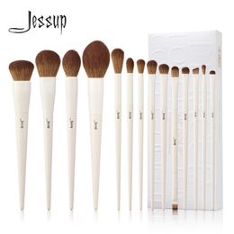 Jessup Makeup Brushes 14pc Makeup Brush set Synthetic Foundation Brush Powder Contour Eyeshadow Liner Blending Highlight T329 240326