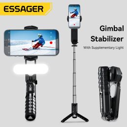 Players Essager Q09 Handheld Gimbal Wireless Bluetooth Led Selfie Stick Gimbal Stabilizer Tripod for Iphone Cell Phone Smartphone Gimble