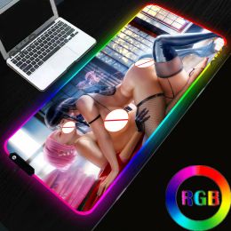 Pads Uncensored Sexy Hinata Sexy Mouse Pad Sakura Big Ass Big Tits Rgb Gaming Accessories Gamer Rubber Carpet with Backlit Desk Mat