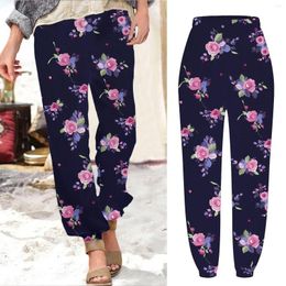 Women's Pants For Women Trendy Summer Long Pockets Printing Boho High Beach Woman Clothes Wide Leg Female Sweatpants