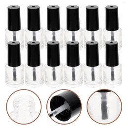 Storage Bottles 20pcs Transparent Glass Bottle Chic Nail Polish With Brush Black