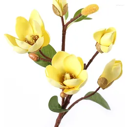 Decorative Flowers Touch PU Magnolia Flower Dining Table Wedding Artificial Simulation Decoration Living Room Chinese High End Light