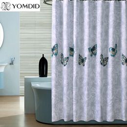 Elegant Butterfly Pattern Shower Curtain Bathroom Curtains with Hooks Eco-Friendly Polyester Cloth Curtain for Home Bath Decor 240320