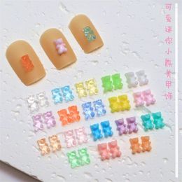 Nail Art Decorations 50pcs Japanese 3D Kawaii Resin Bear Charms AB Mixed Transparent Jelly Animals DIY Accessories Supplies