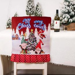 Chair Covers Cover Decor Christmas Themed Dinner Seat Exquisite Pattern Wear Resistant Non-fading Festive For Chairs