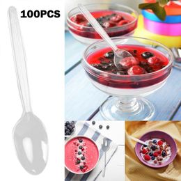 Coffee Scoops Charger Plates Disposable Spoon Plastic Transparent Takeout Packaging Long Handle Dessert Small River Plate Mate Set