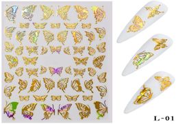 Gold Silver Nail Art Butterfly Stickers Spring Summer Butterfly Metal Sticker Decals Holographic Manicure Decorations9706798