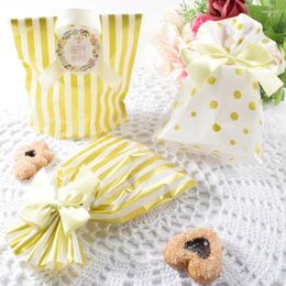 Gift Wrap 10pcs/set Baked Packaged Food With Gold Stamping OPP Bags Spot Striped Dots Biscuit Baking Packaging Party Favors