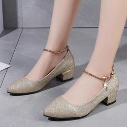 Dress Shoes Fancy Sandals For Women High Heels Bohemian Ladies Fashion Single Crystal Heel Wedge