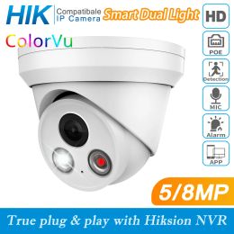 Cameras Hikvision Compatible 4K HD IP Camera 5MP 8MP Security Smart Dual Light IR Colour Night Vision Builtin Mic Surveillance Camera