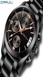CRRJU Mens Quartz Analogue Watch Luxury Fashion Sport Wristwatch Waterproof Stainless steel Male Watches Clock Relogio Masculino3234024