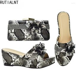 Dress Shoes Fashion Italian Shoe And Bag Set For Party In Women Platform High Heels Sexy Open Toe Pumps Rhinestone