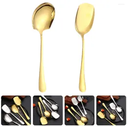 Spoons 2 Pcs Stainless Steel Utensils Soup Tablespoon Serving Deepen Large Kitchen Dining Room