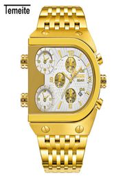 Brand Original Unique Design Square Men Wristwatch Wide Big Dial Casual Quartz Watch Gold Male Sport Watches Large Clock Whatch9223254
