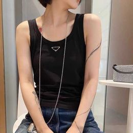 2024 Designer clothing Designer t shirt Shirt Family Simple Triangle Standard Racerback Tank Top Summer Elastic Tight Bottom Outer Wear T-shirt Women