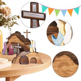 Party Decoration Easter Jesus Tomb Cross Decor Wooden Empty Religious Creative For Family Festival Activities