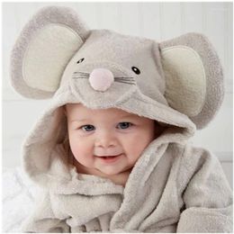 Blankets Baby Cotton Hooded Bathrobe Little Mouse Bath Towel Absorbent Toweling Bathrobes Lovely Towels Blanket