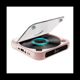 Players Portable CD Player Bluetooth Speaker,LED Screen, Stereo Player, Wall Mountable CD Music Player with FM RadioPink