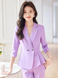 Women's Two Piece Pants Formal Pantsuits For Women Professional Business Work Wear Suits Blazers Femininos Office Ladies Career Interview