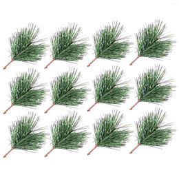 Decorative Flowers 24 Pcs Artificial Pine Branch Plants Indoor Branches Decor Xmas Loose Pvc Christmas Fake Picks Spruce For Decoration