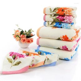 Towel Peony Printing El Set Soft Face Towels Cotton Bath For Adults Washcloths Absorbent Hand Bathroom