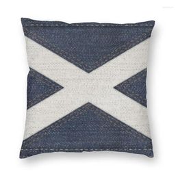 Pillow Vibrant Flag Of Scotland In Denim Texture Cover Home Decor 3D Two Side Print Scottish Jeans For Living Room